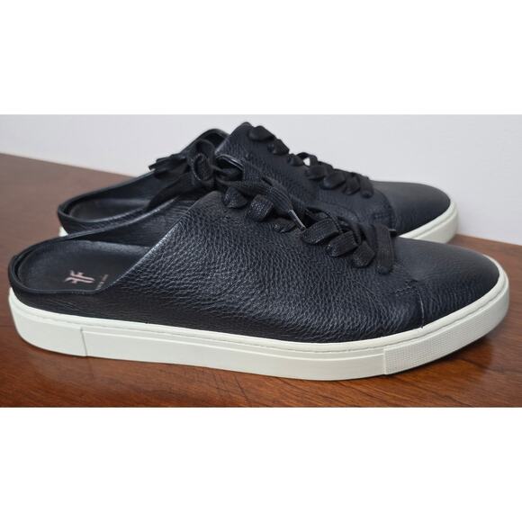 Frye Leather Sneaker Mules Black Slip On- Women's Size 10 - Picture 3 of 6